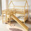 Lit double superposé en forme de maison double avec glissade, lit de jeu avec escalier de rangement, deux méthodes de placement, conception silencieuse-131206729