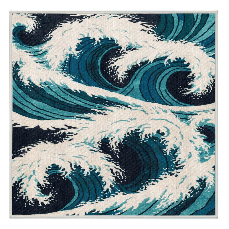  Tapis lavable hawaïen Breaking Waves, Carré 5 pi