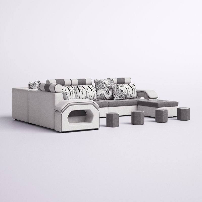 Canapé modulaire réversible en microfibre / microsuède avec repose-pieds Barlitt