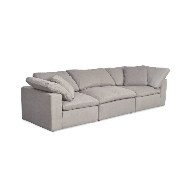 3 - Piece Upholstered Chaise Sectional, Light Gray Performance