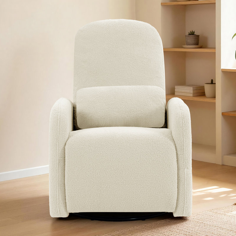 Power Recliner Swivel & Rocker Exquisite Design Ladies' Soft Pillow With USB & TYPE-C Port  Teddy Fabric, Beige
