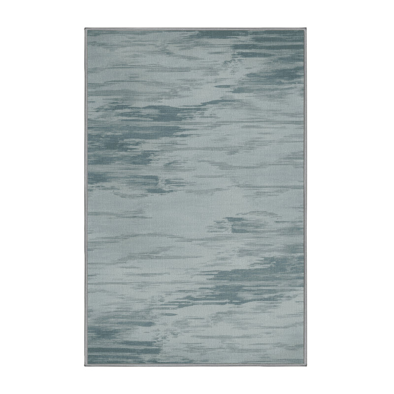 Tapis abstrait gris lavable à la machine, Rectangulaire 3 pi x 5 pi