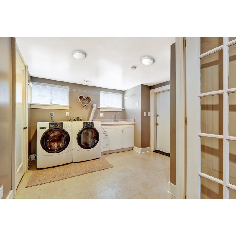 Capp Glass Flush Mount, White, 5" H x 15" W x 15" D