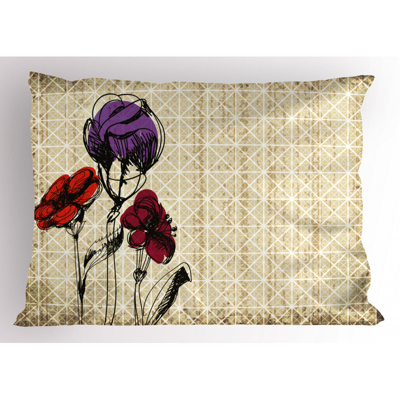 Gold/Red Polyester Microfiber Piece Sham, Twin