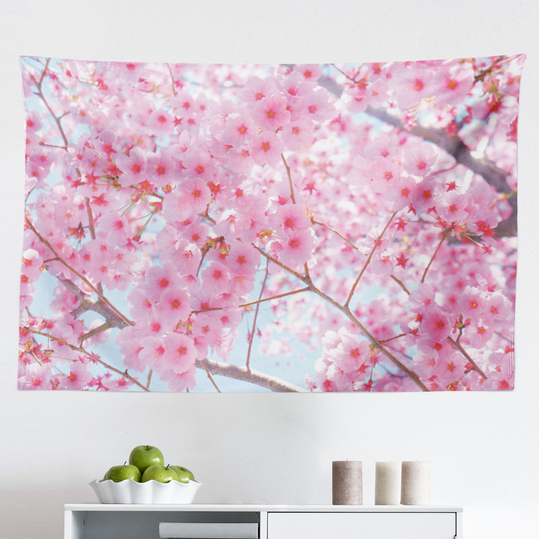 Wandteppich, Japanische Sakura Blumen, Blumen, Baby Pink