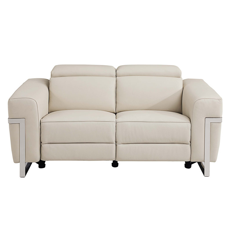 Fauteuil inclinable électrique oscillant de 65 po de largeur, Cuir beige