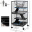 Cage en métal pour petits animaux - 4, roulant, avec plateau nettoyable, gris, convient aux furets, chinchillas, planeurs à sucre, planeurs confortables, plateau amovible Simple Clean, gris