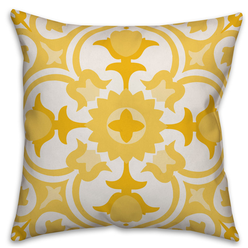 Geometric Throw Pillow, 18" x 18", Yellow, No Fill