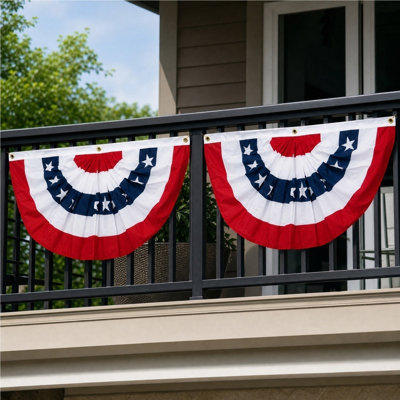 Drapeau de l'éventail plissé, banderole patriotique avec œillets en laiton, demi-drapeau américain pour le 4 juillet