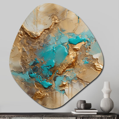 Millen - Marble Unique Shape Metal Print Wall Art, Gold Freeform Metal Wall Decor