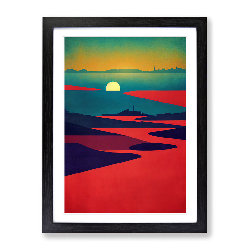 Fearless Sunset View - Single Picture Frame Print, 64cm H x 46cm W x 2cm D, Black