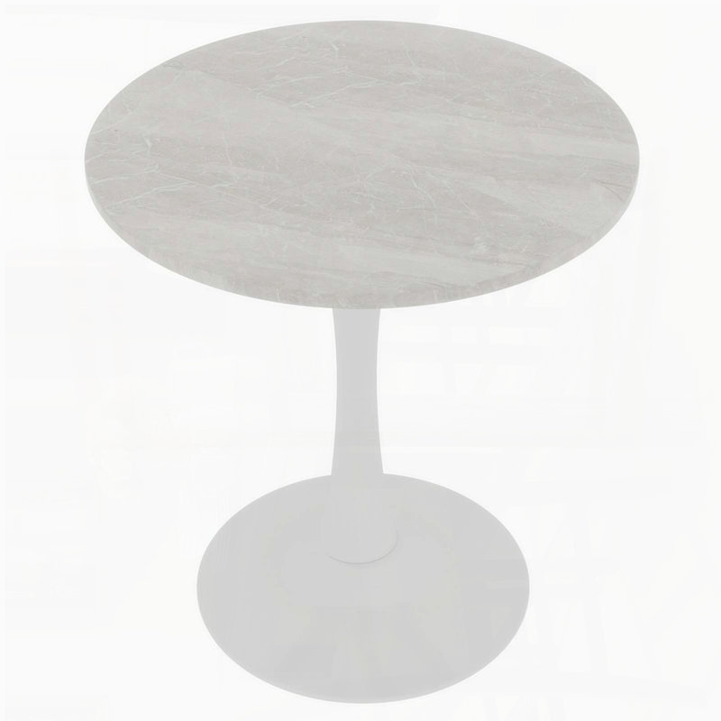 Mid-Century Modern Round Coffee/Dining Table - 27.6" White Marble-Effect Top