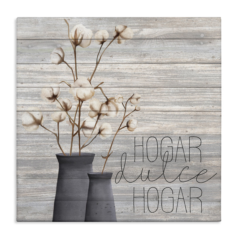 «Hogar Dulce Hogar con Algodón», art mural sur toile par Kim Allen, H 17 po x l 17 po