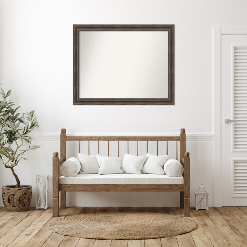Miroir mural en bois massif Bostynn, Rectangle, H 37,5 po x l 47,5 po