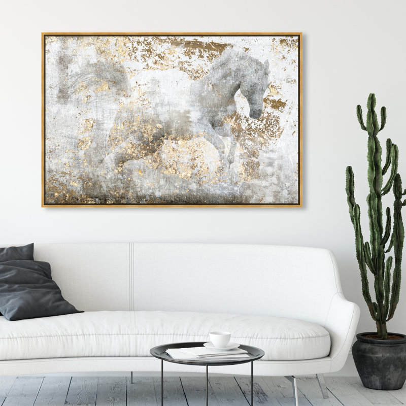 «Animals Courir», reproduction d'art graphique, Cadre doré, L 54 po x H 36 po