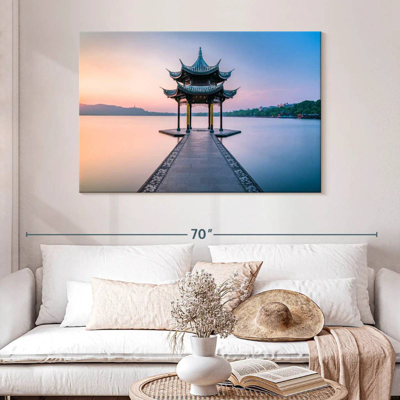 Adella Jixian Pavilion Sunset Scene, 8" H x 12" W