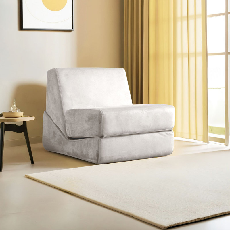 Canapé-lit 1 place polyvalent, couleur crème, 27,6 po x 39,4 po x 27,6 po | Tissu 100% polyester, 28 mousses en tissu synthétique | Coussins convertibles pour s'asseoir et le dossier, faciles à nettoyer, sans cadre, parfaits pour les petits espaces et les chambres d'amis