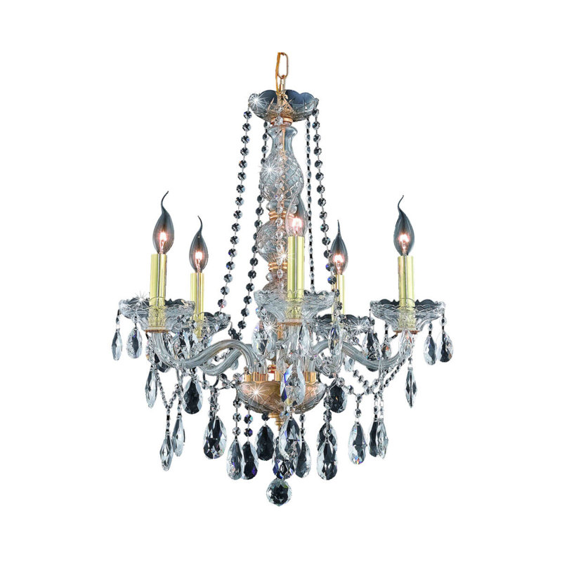 Pinkston Glass Dimmable Chandelier, Gold / Crystal (Clear) / Royal Cut