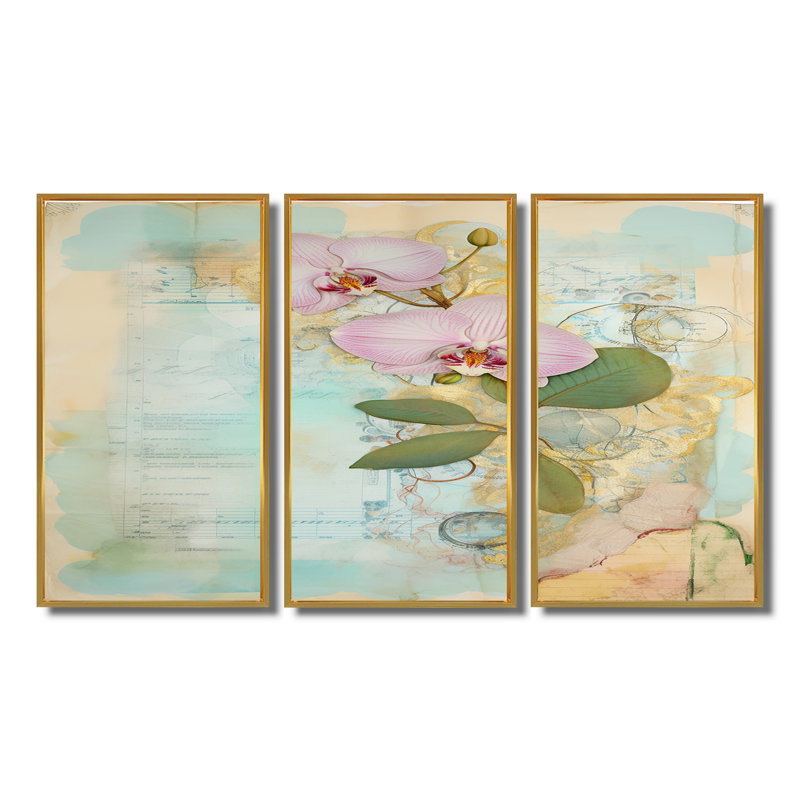 Kittrell - ensemble de décoration murale orchidée, H 40 po x l 60 po, Doré