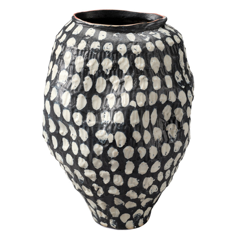 Pinpoint Ceramic Vase, Black and White Polk Dot