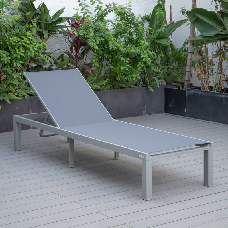 Marlin Modern Aluminum Outdoor Reclining Chaise Lounge - Weather-Resistant Sling Patio Chair for Poolside & Sunbathing