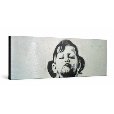 Small Little Girl — Street Art Print — Panoramic Canvas Wall Art