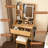 Vanity Table With Led Mirror, Power Outlet, And Hairdryer Holder - Space For Bedroom, Smart Storage Modern 3-Level Adjustable Lighting, Socket, Stool Compact Design