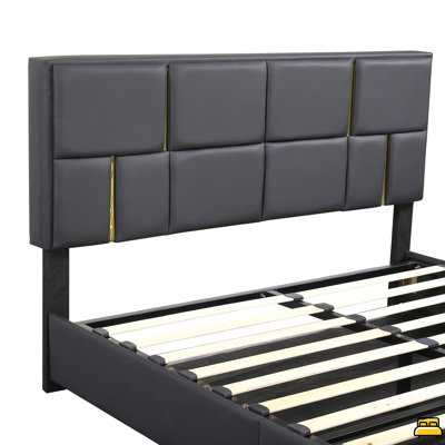 Queen Size Upholstered Platform Bed With Hydraulic Storage System,No Box Spring Needed