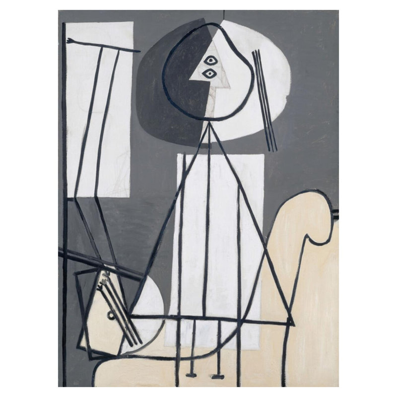 «Femme à la palette et au chevalet» par Pablo Picasso - Estampe numérique, H 40 po x l 32 po
