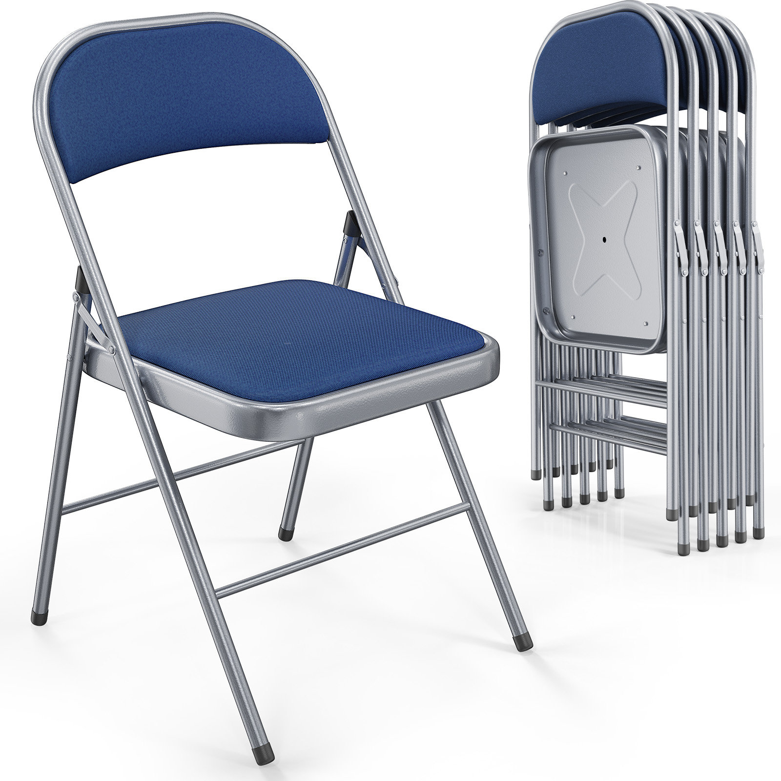 Inbox Zero Upholstered Metal Folding Event Chairs With Padded Seats