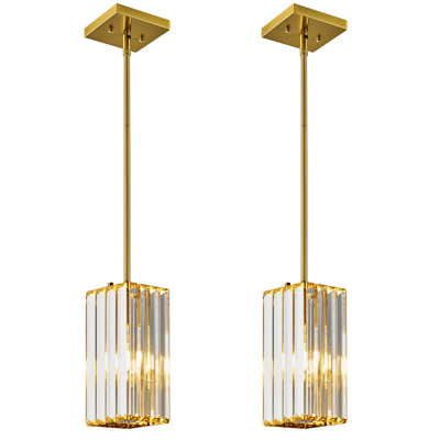 Luminaire suspendu rectangulaire moderne Llinos Mini lustres en cristal Luminaire suspendu réglable pour îlot de cuisine Salon