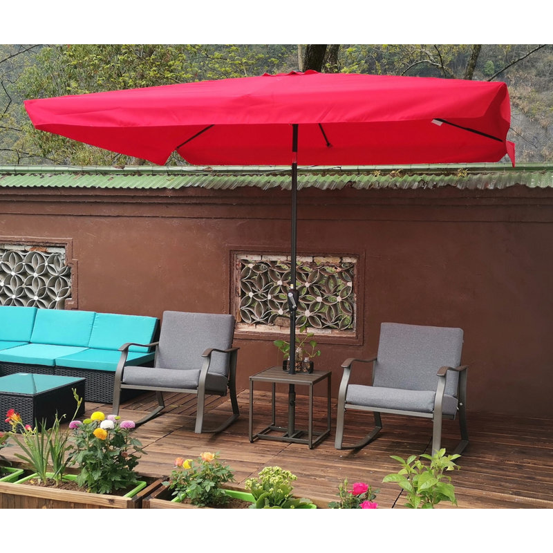 10 x 6.5ft  Patio Umbrella Outdoor  Waterproof Umbrella, Red