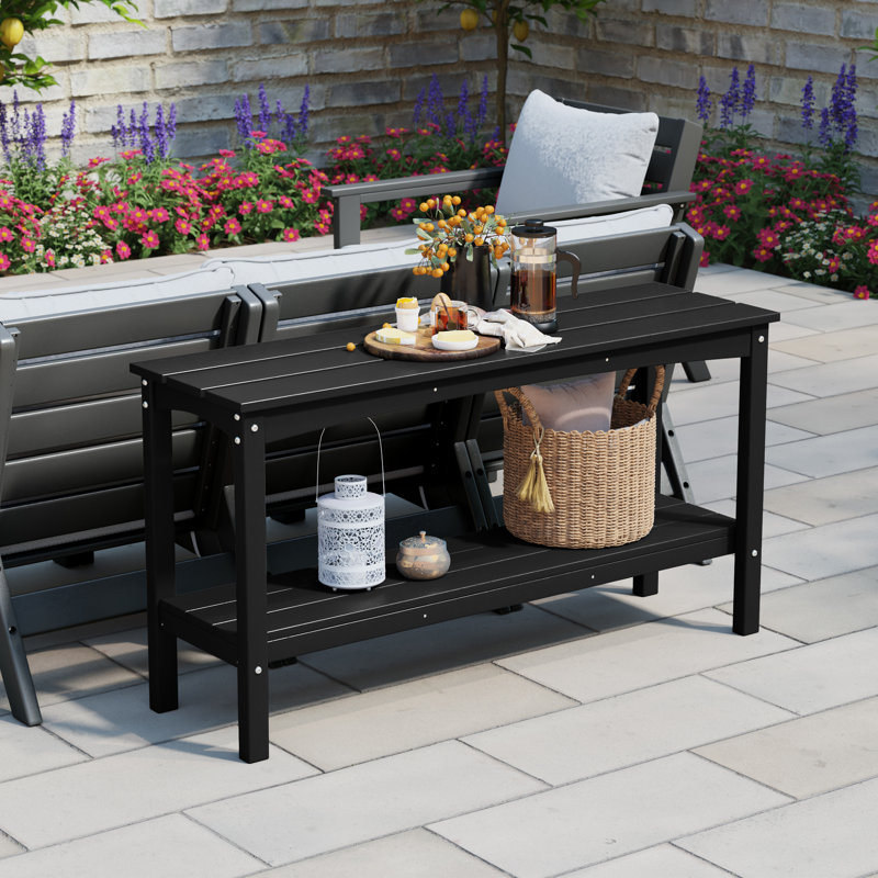 Armentha 55.5" W Outdoor Buffet Table, Black