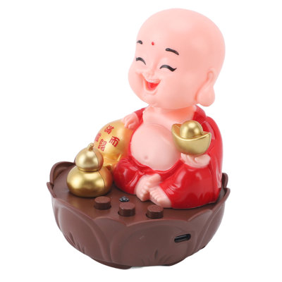 Happy Buddha Statue with Music USB Charging Adjustable Volume Cartoon Style Laughing Figurine Red