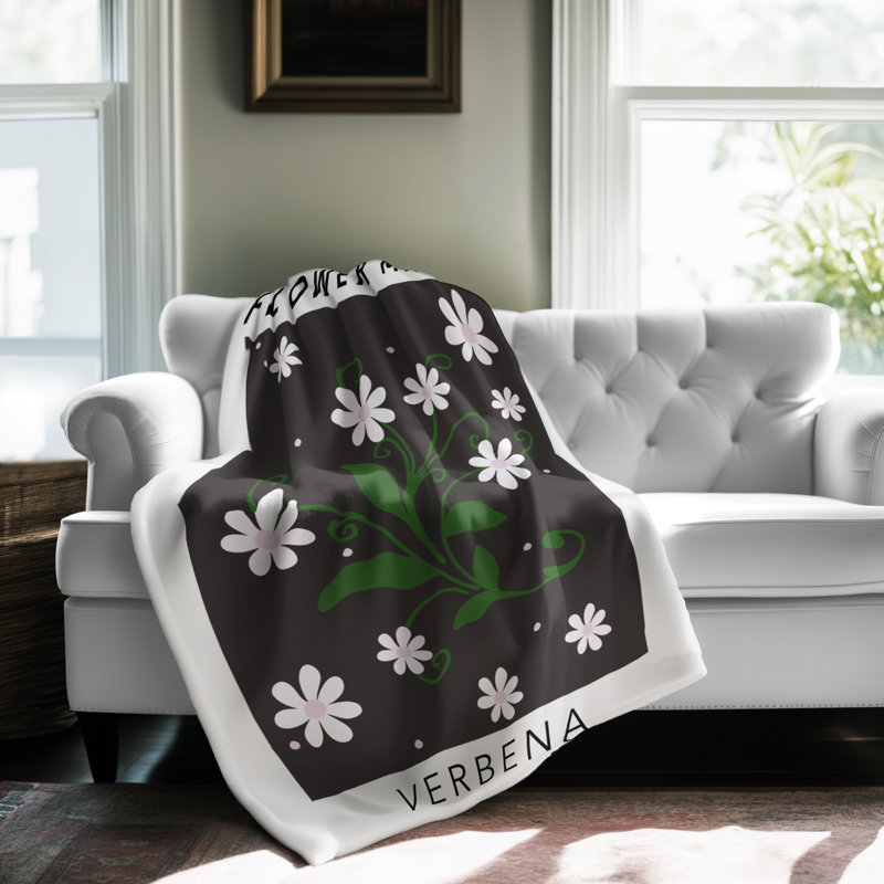 Flower Market Verbena - couverture sherpa 1 pièce de qualité supérieure - reproduction d'art luxueuse, Lit simple