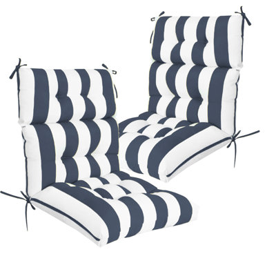 High Back Chair Cushion Set Of 2, Outdoor Seat Back Cushion, Indoor Rocking Pads For Patio, Waterproof Fade Resistant