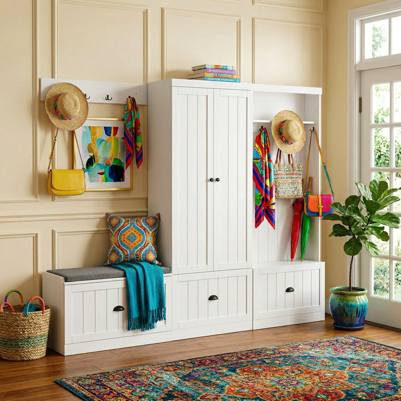 Faera Hall Tree 86.8'' Wide with Bench and Shoe Storage