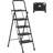 Folding Step Stool With Wide Anti-Slip Pedal, Sturdy Steel Ladder, Convenient Handrail, Lightweight, Portable Steel Step Stool