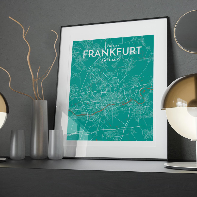 Frankfurt City Map In Nature - No Frame Print, 20cm H x 16cm W x 0.05cm D