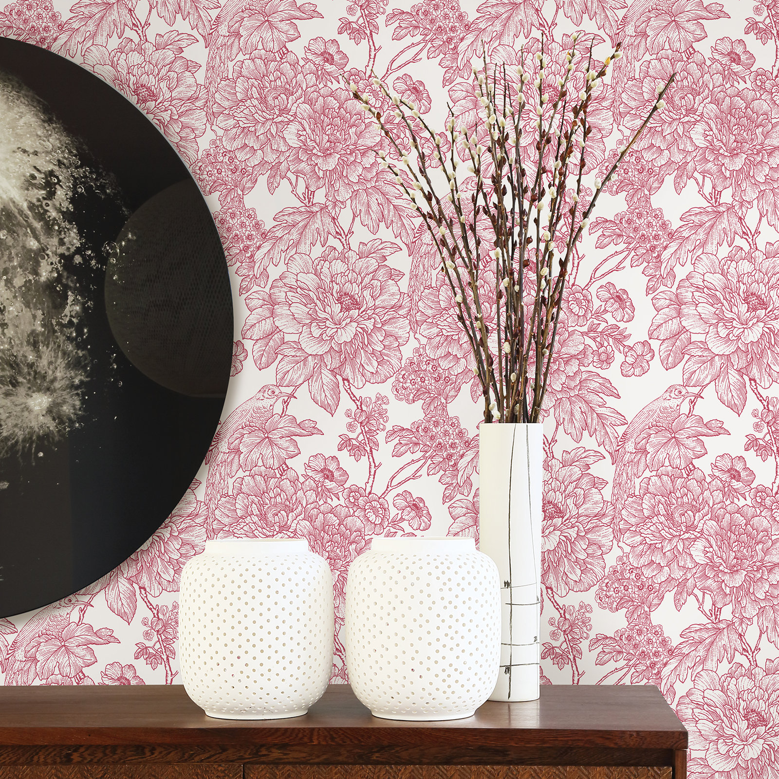 Viola Floral Wallpaper, Red