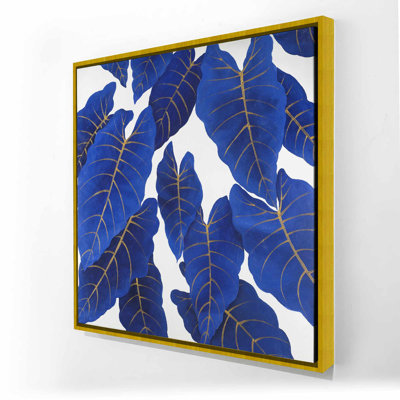 Tropical Abstract Blue Leaves - Framed Canvas Home Decor