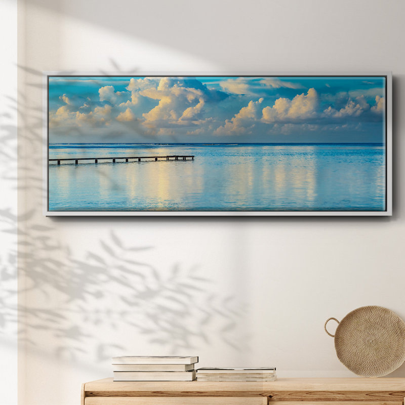 Sunrise Dock- Framed Canvas, 8" H x 20" W