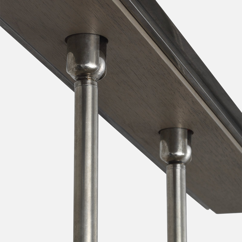 Anne-Marie Barton Remi 60" Linear Pendant, Mottled Pewter and Warm Walnut