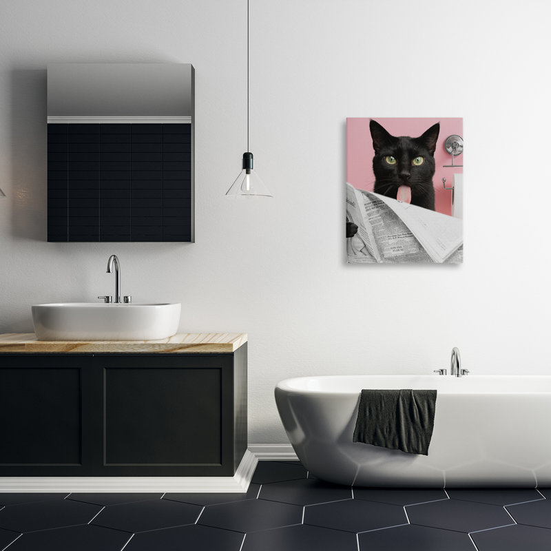 Toile humoristique pour chat noir, design par Jesse Keith, H 30 po x l 24 po