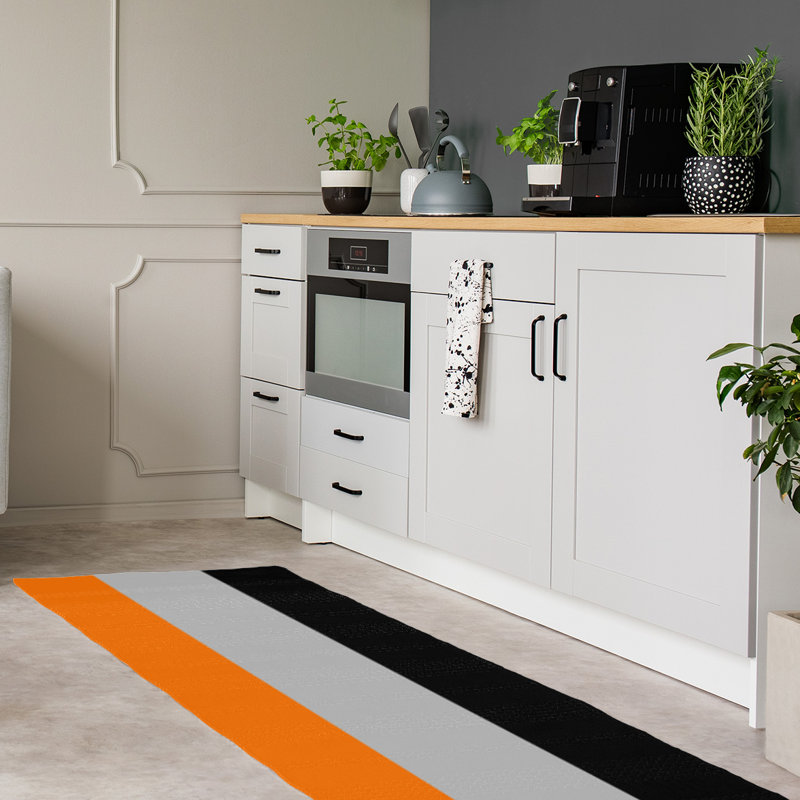 Tapis orange/noir, Tapis de couloir 2 pi 6 po x 8 pi