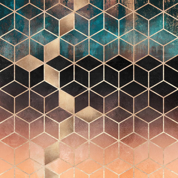 « dégradé rêve cubes », impression sur toile, H 26 po x l 26 po x P 1,5 po