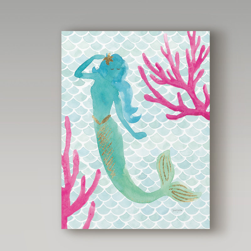 « sirène friends ii », reproduction d’art sur toile tendue, H 24 po x l 18 po x P 2 po