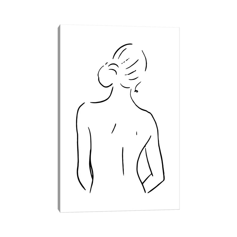 Female Body Sketch IV - Black And White - Wrapped Canvas Print, 45.72cm H x 45.72cm W