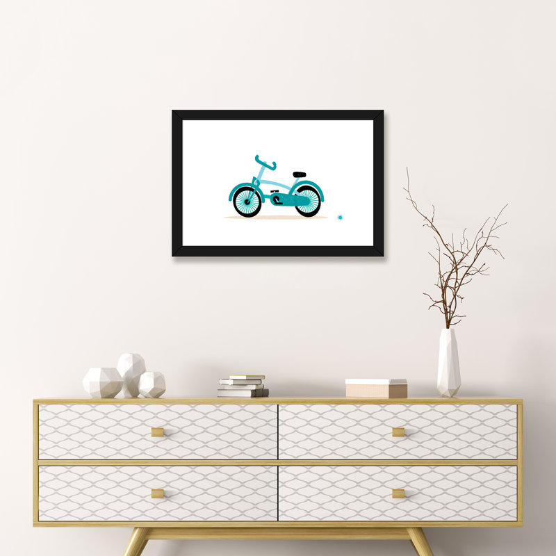 Vélo - imprimé, H 16 po x l 24 po x P 1 po, Papier encadré noir, Blanc