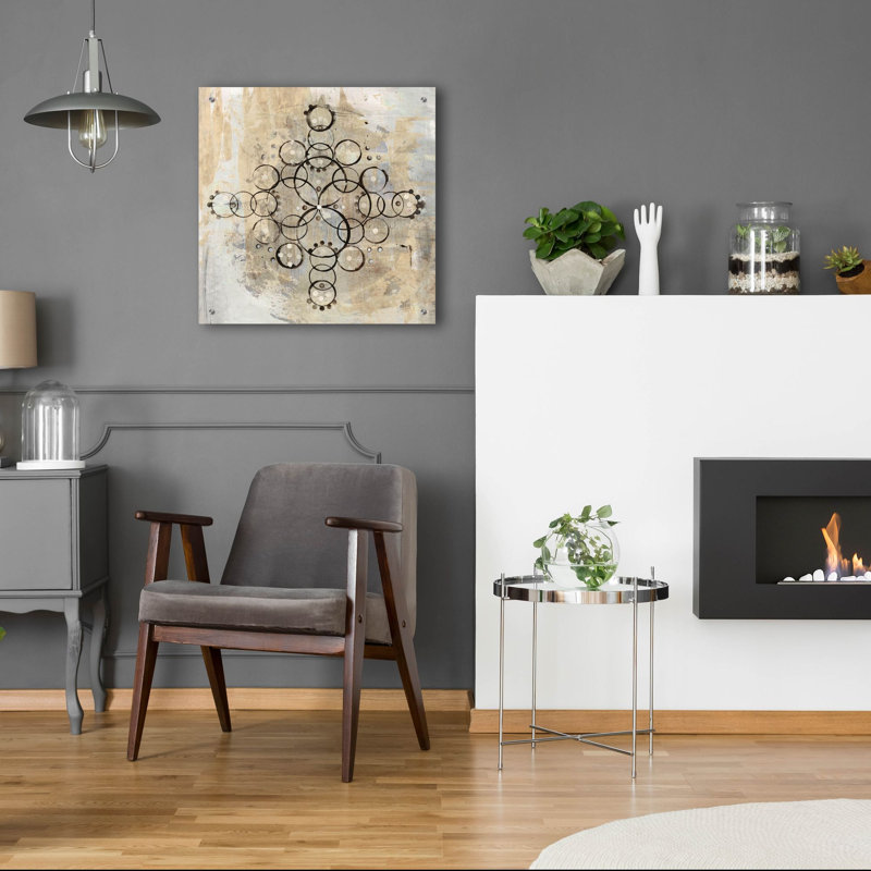 «Neutral Mandala 2» par Melissa Averinos, art mural en verre acrylique, H 24 po x l 24 po x P 0,2 po
